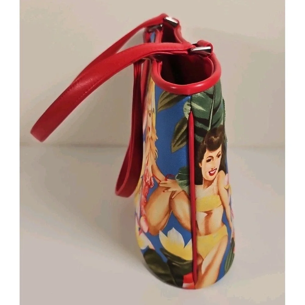 ISABELLA FIORE RARE Vintage Hawaiian Pin up Girls Bag Tote Floral Gorgeous!!
